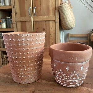 Terracotta Patterned Planter Set Boho Vibes
